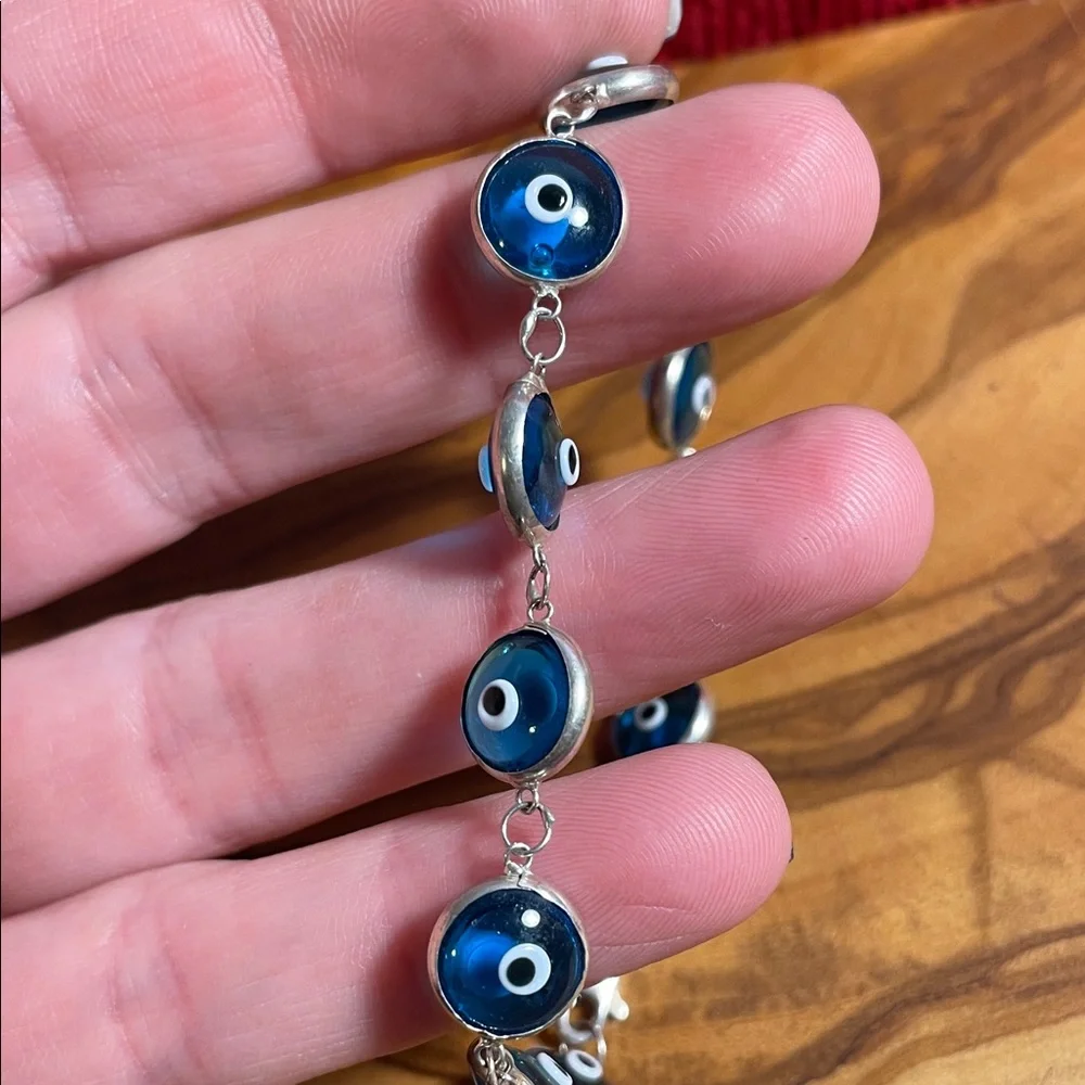 Vintage Sterling Silver Evil Eye Bracelet